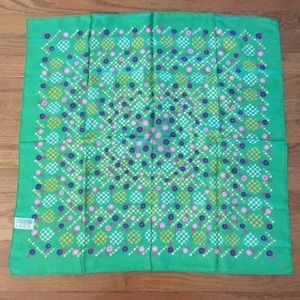 Beautiful Pure Silk Green Geometric Flower Scarf
